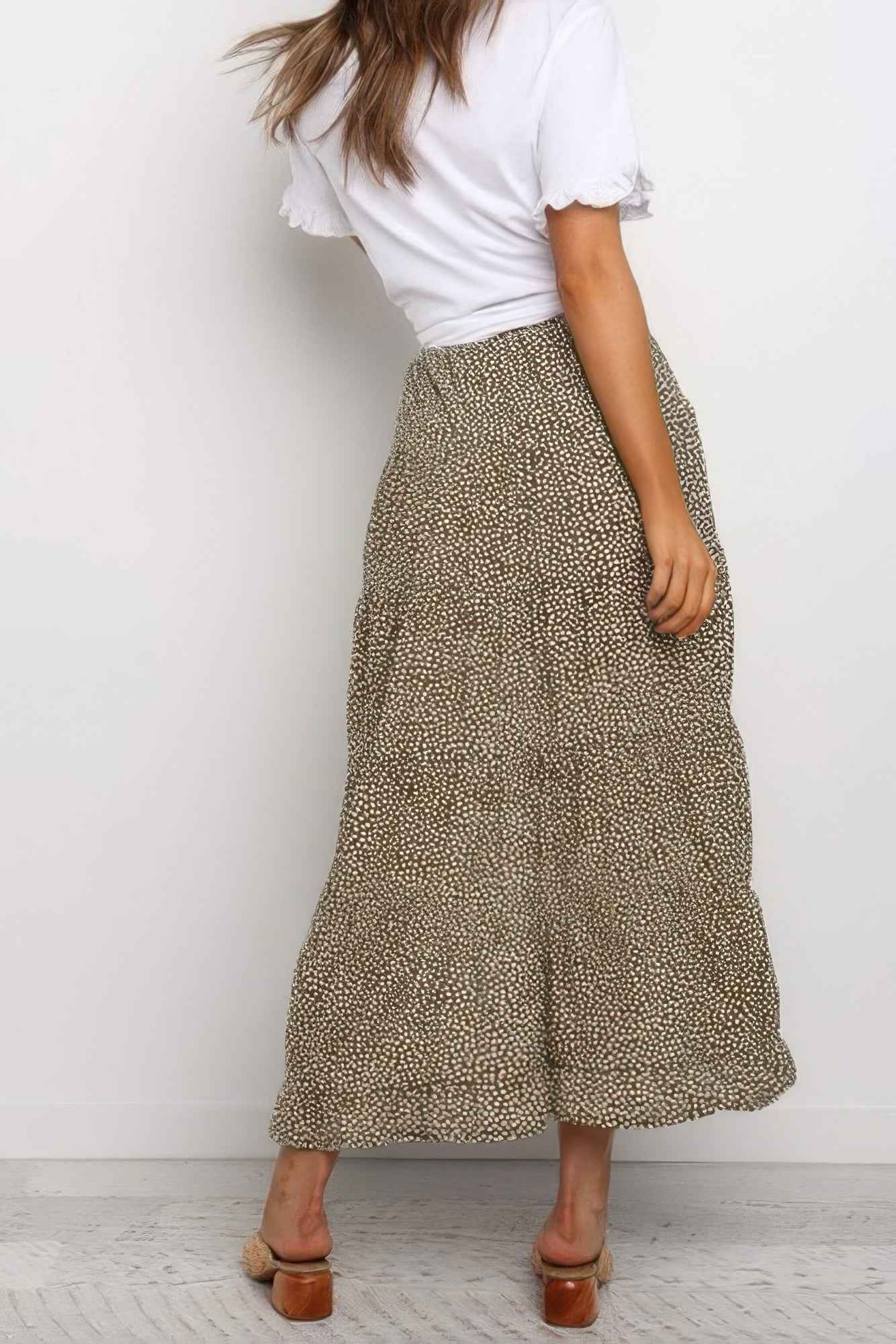 Polka Dot Ruffled Maxi Skirts Polka Dot Ruffled Maxi Skirts