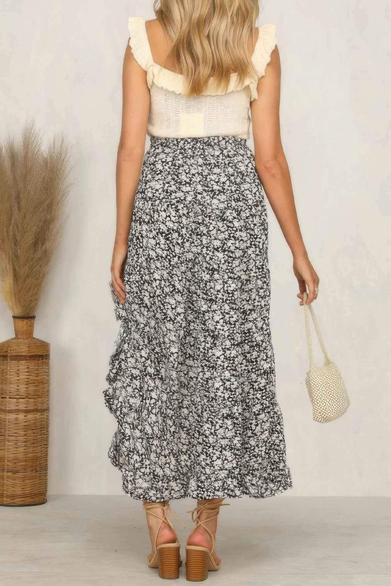 Polka Dot Ruffled Maxi Skirts Polka Dot Ruffled Maxi Skirts