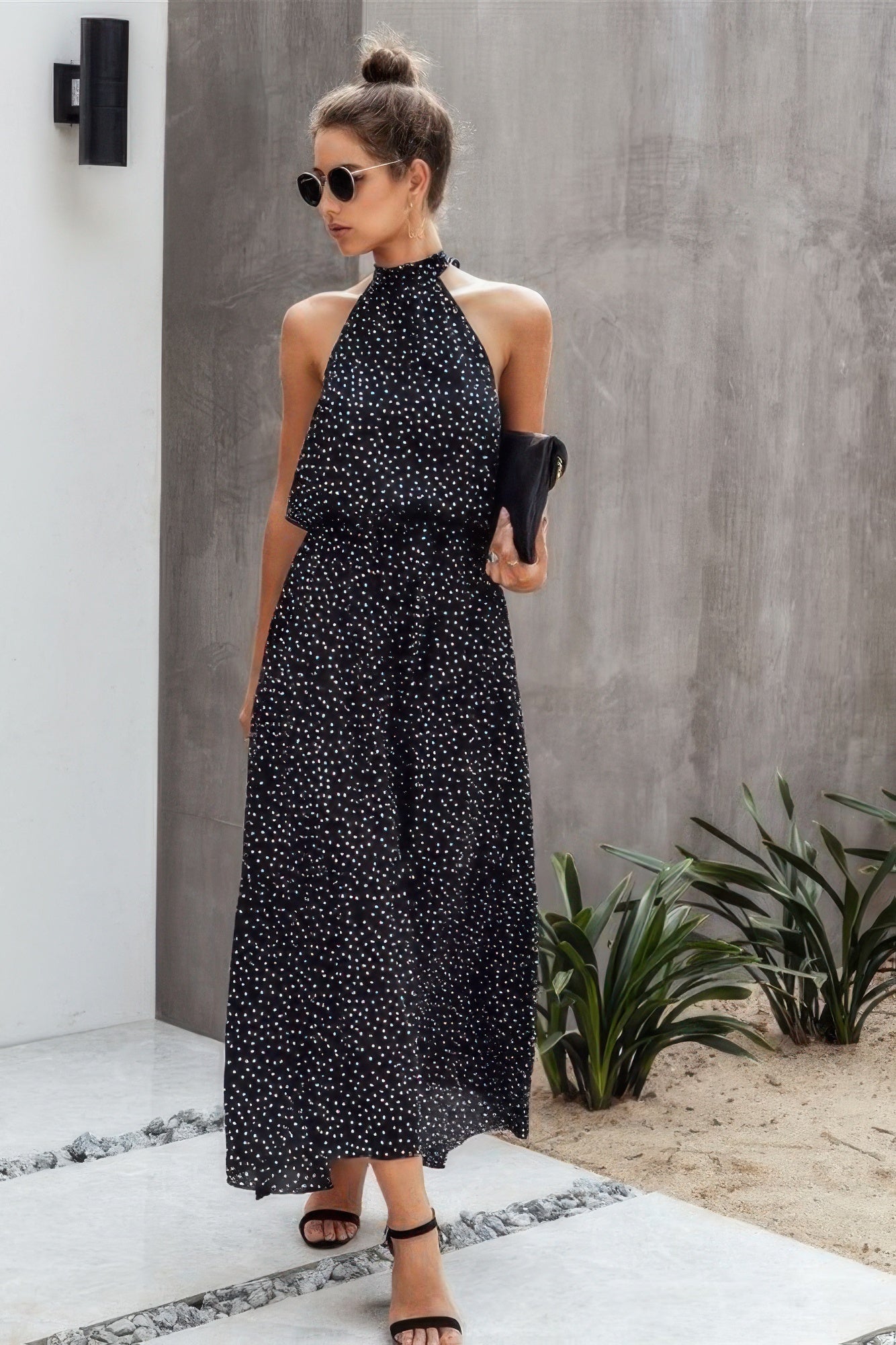 Halter Neck Polka Dot Swing Dress product image