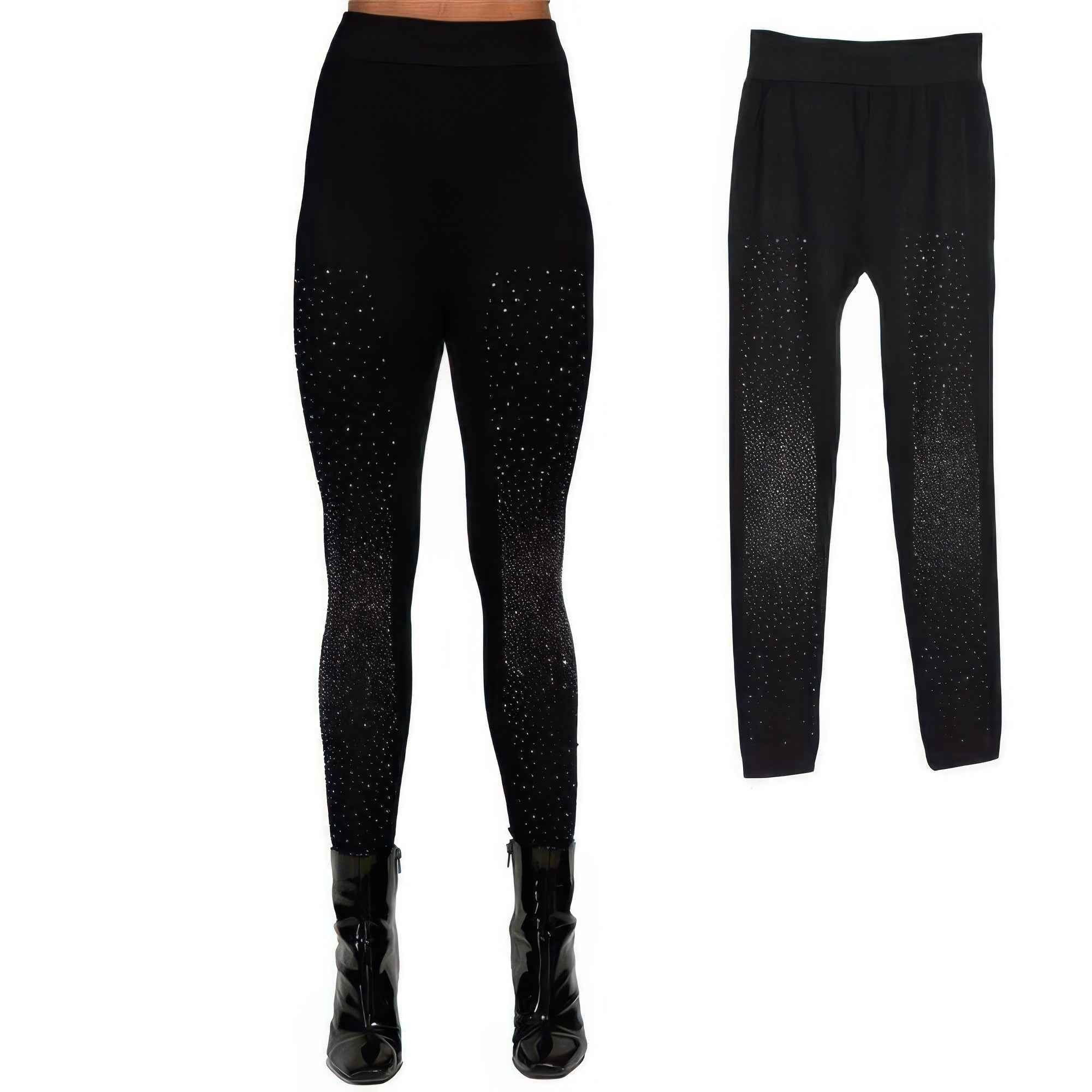 Crystal Studded High Waisted Black Leggings Crystal Studded High Waisted Black Leggings