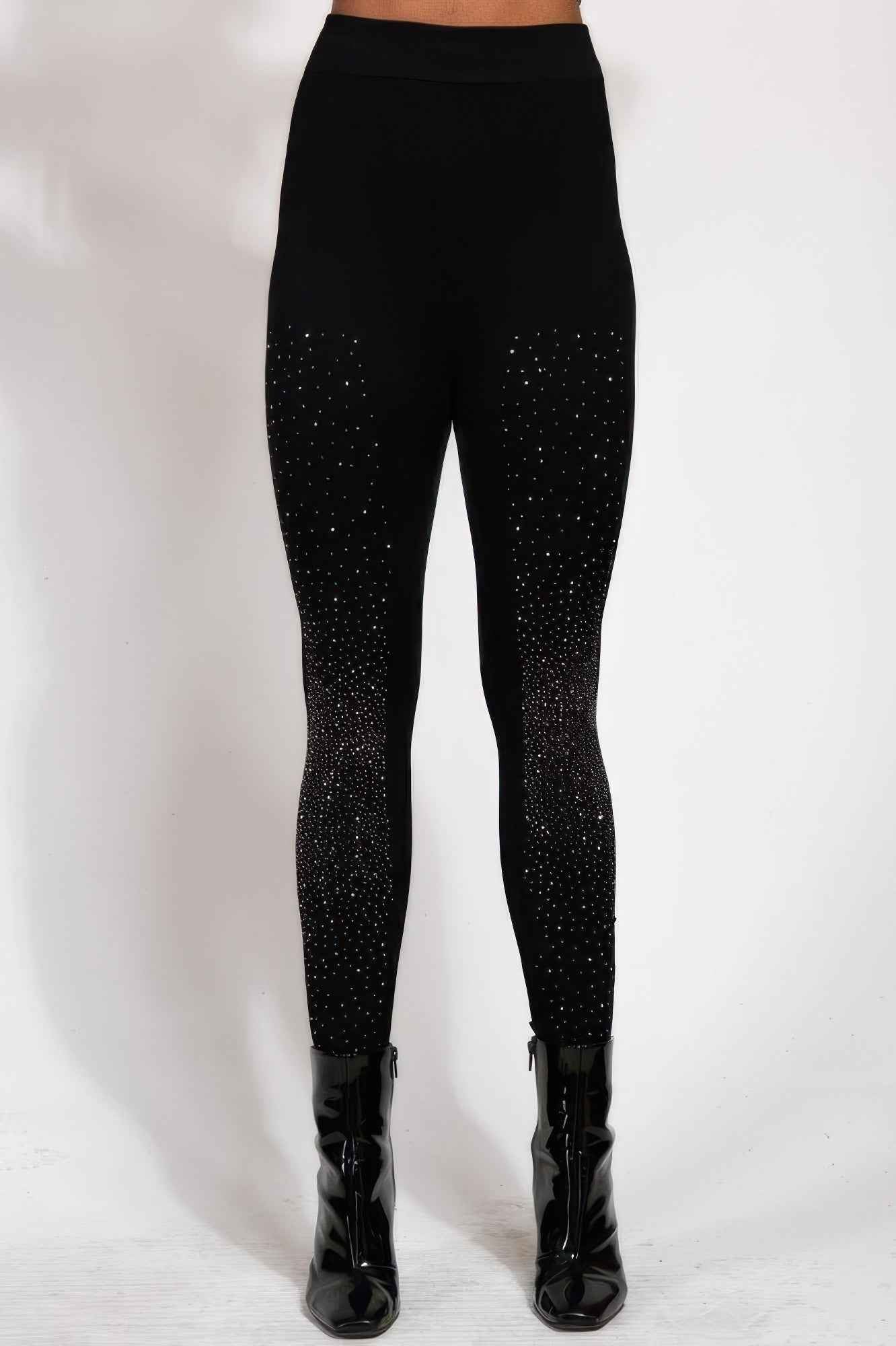 Crystal Studded High Waisted Black Leggings Crystal Studded High Waisted Black Leggings
