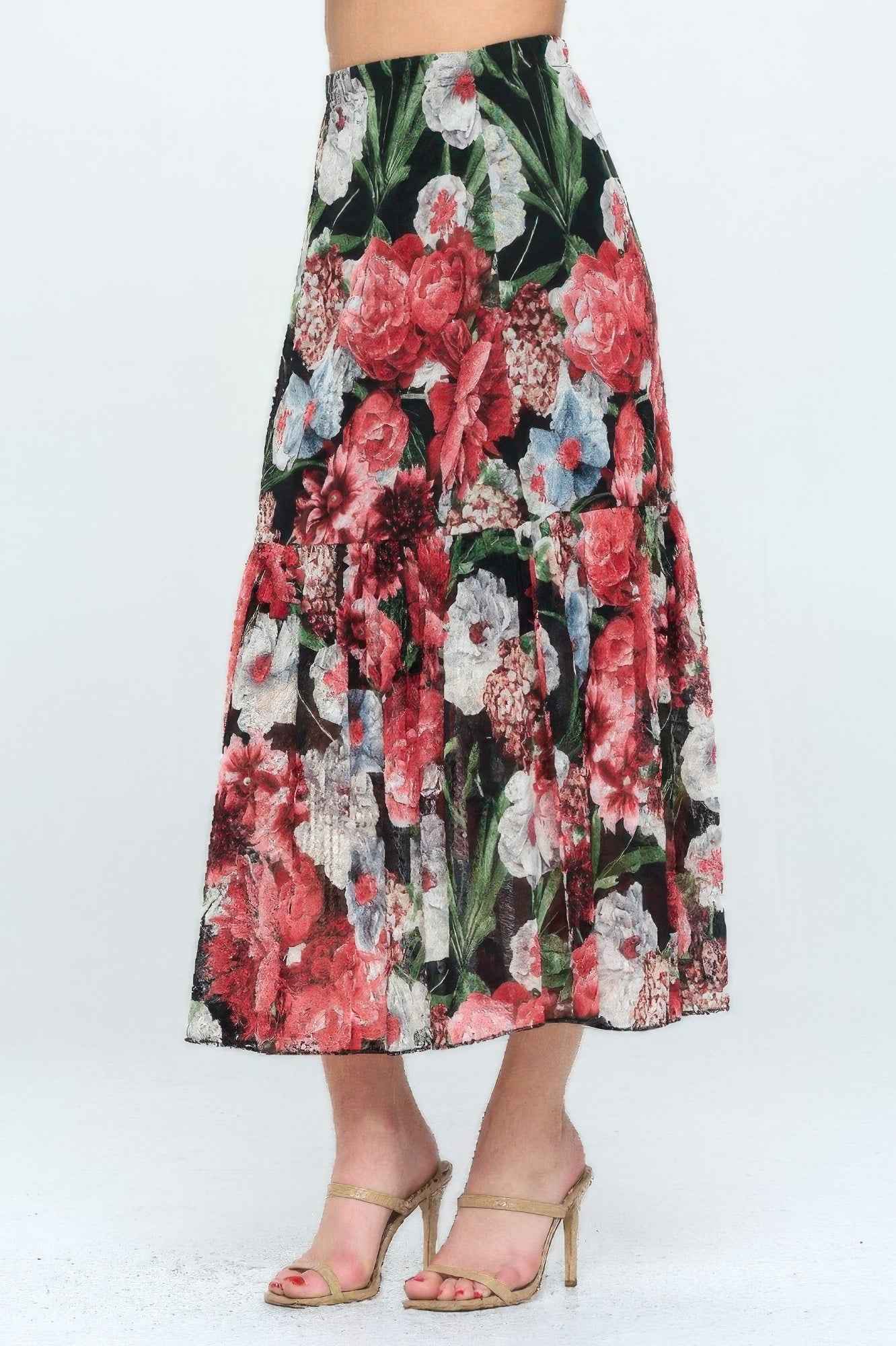 Mesh Romance Tiered Print Skirt Mesh Romance Tiered Print Skirt
