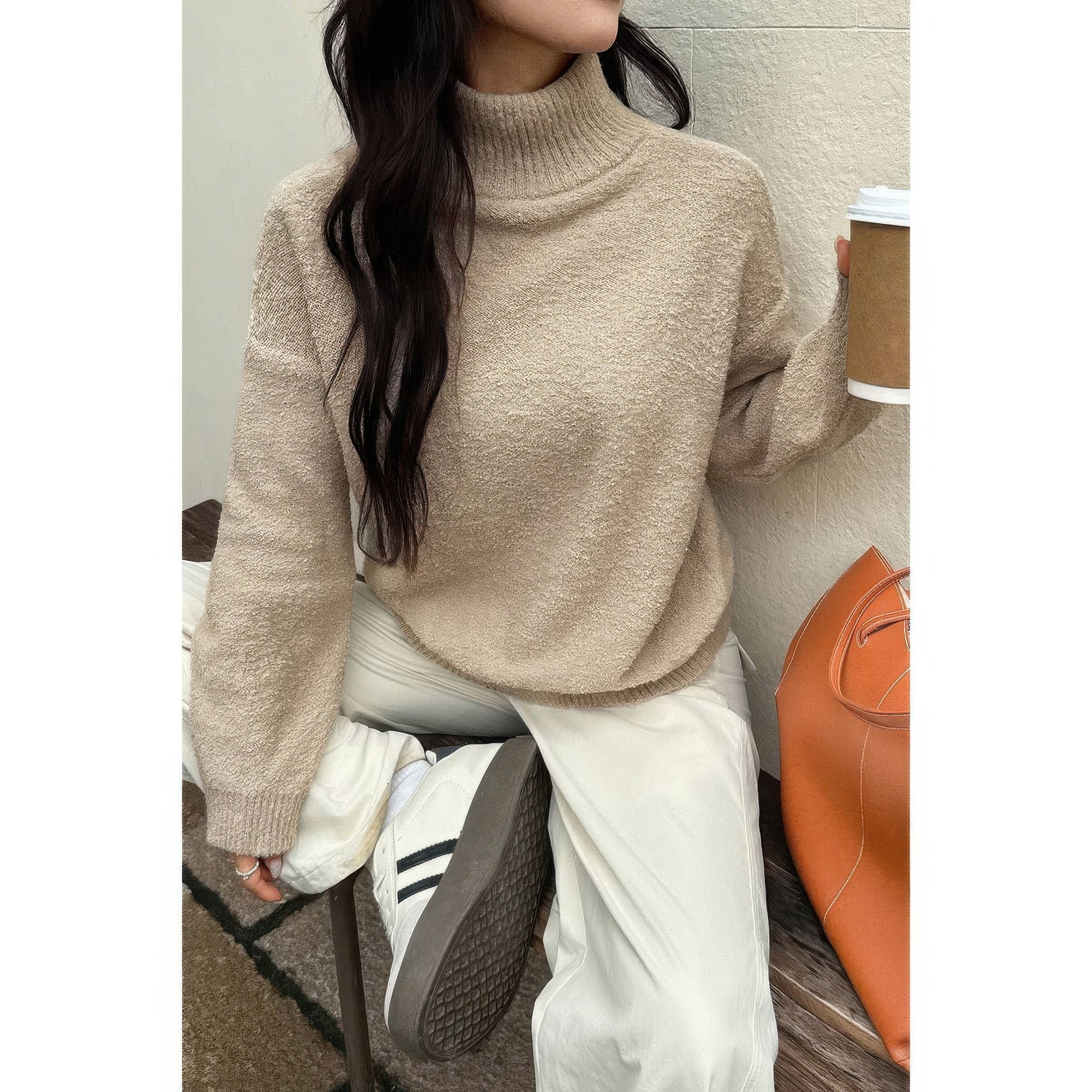 Soft Knit Roll Neck Long Sleeves Sweater product image