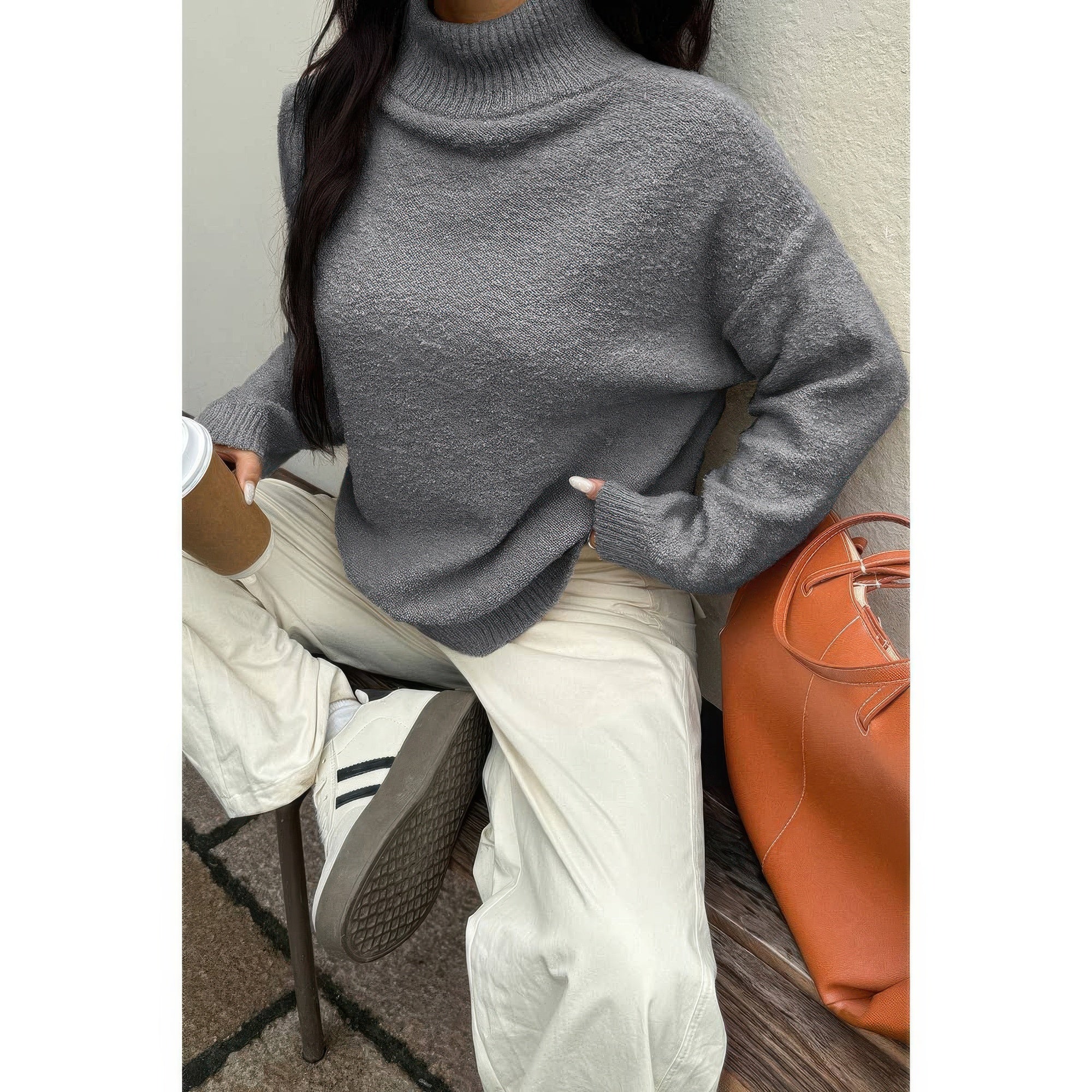Soft Knit Roll Neck Long Sleeves Sweater product image