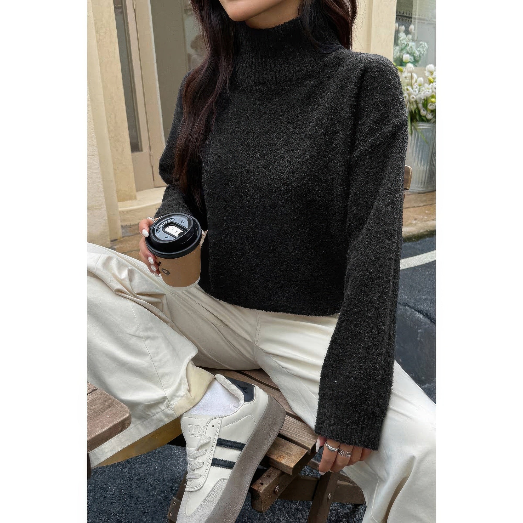 Soft Knit Roll Neck Long Sleeves Sweater product image