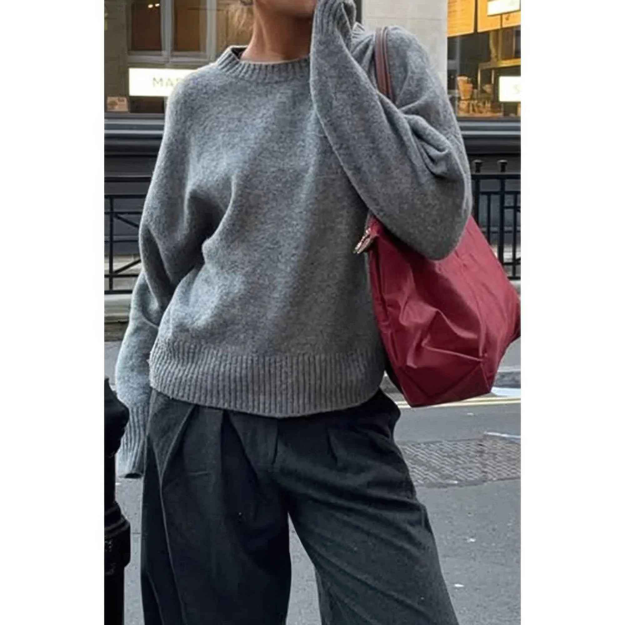 Solid Knit O Neck Long Sleeves Pullover Sweater Solid Knit O Neck Long Sleeves Pullover Sweater