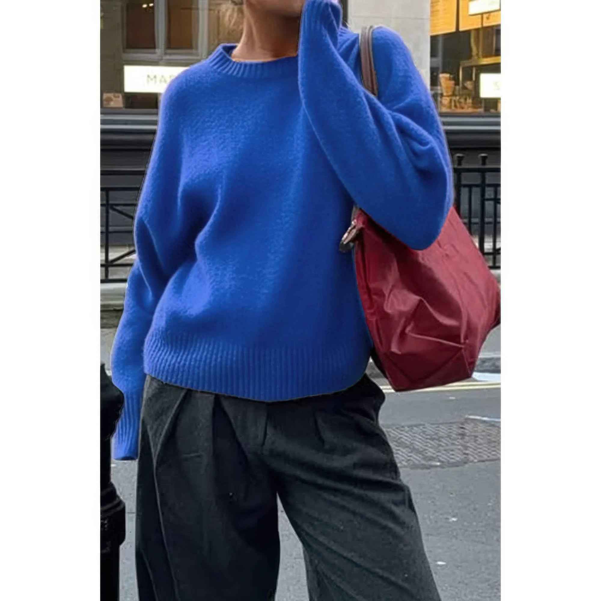 Solid Knit O Neck Long Sleeves Pullover Sweater Solid Knit O Neck Long Sleeves Pullover Sweater