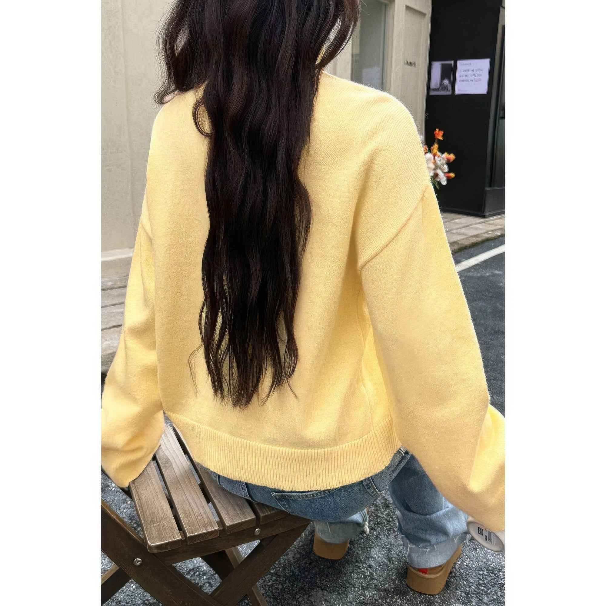 Solid Knit High Neck Drop Shoulder Sweater Solid Knit High Neck Drop Shoulder Sweater