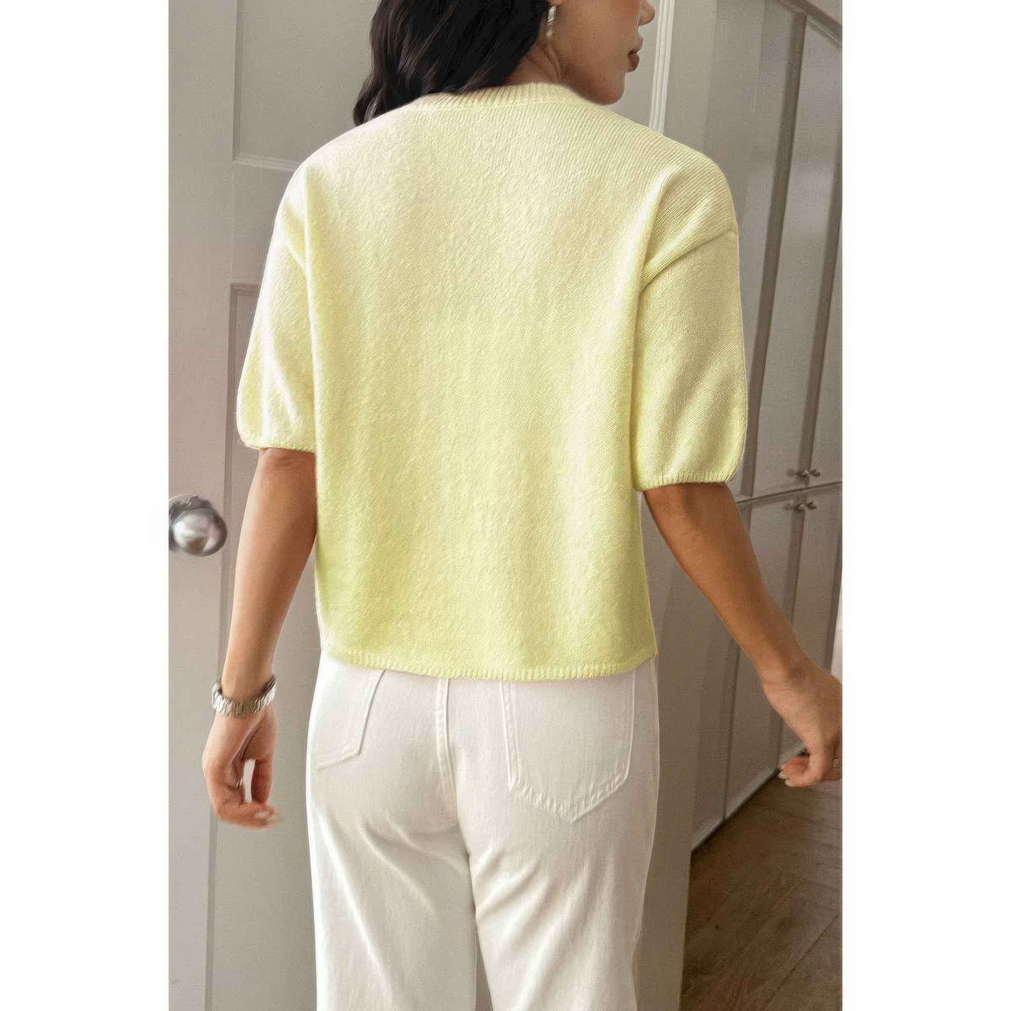 Round Neck Knit Drop Shoulder Loose Sweater Round Neck Knit Drop Shoulder Loose Sweater