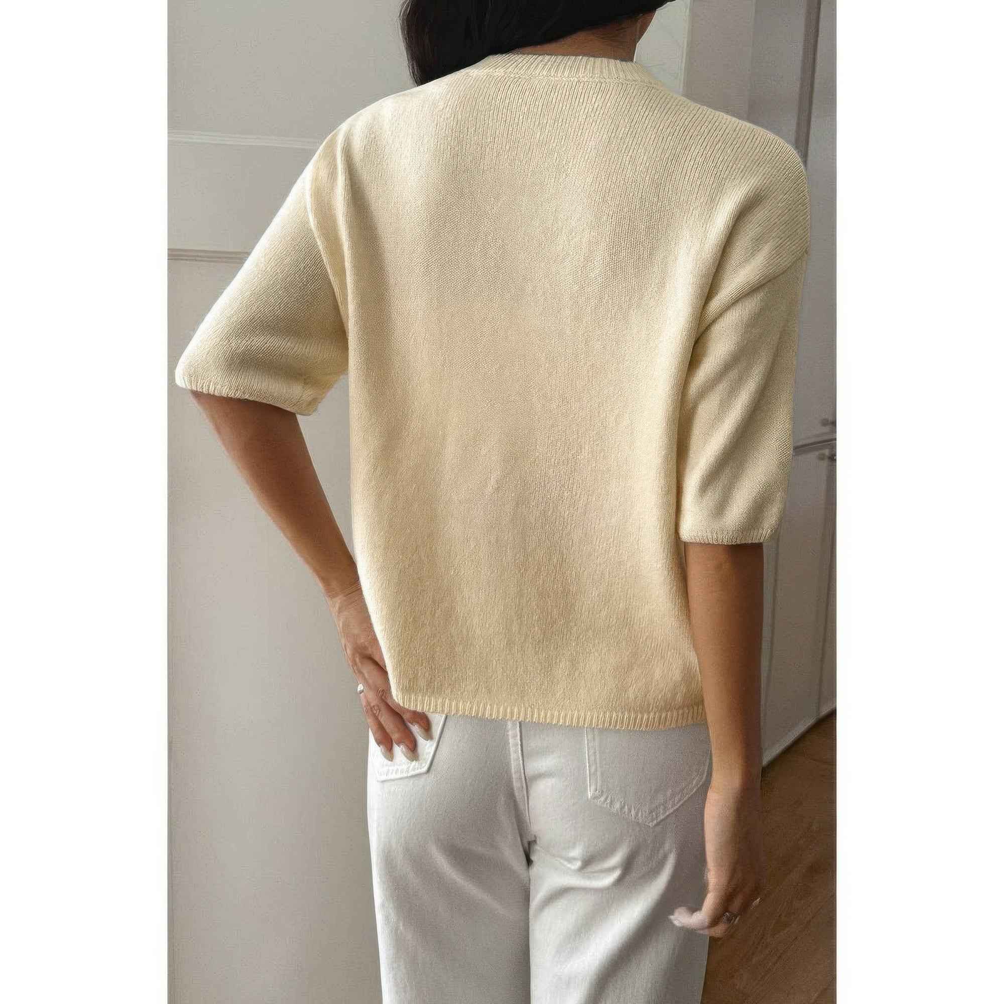 Round Neck Knit Drop Shoulder Loose Sweater Round Neck Knit Drop Shoulder Loose Sweater