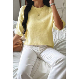 Round Neck Knit Drop Shoulder Loose Sweater