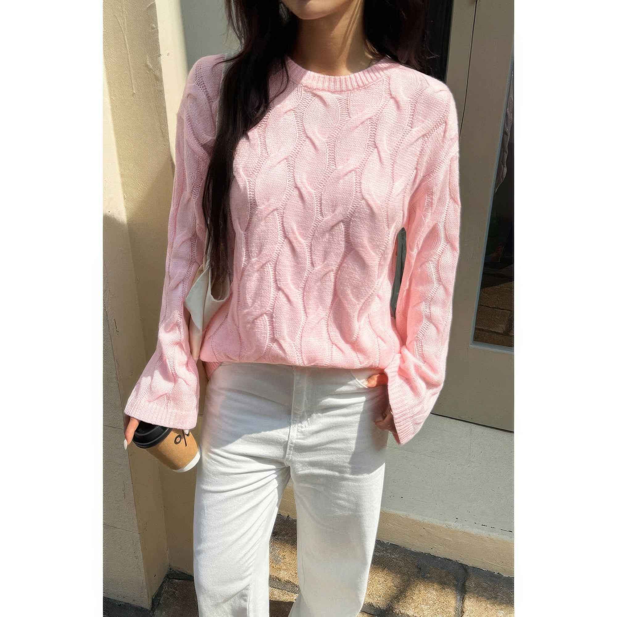 Solid Round Neck Knit Loose Sweater Solid Round Neck Knit Loose Sweater