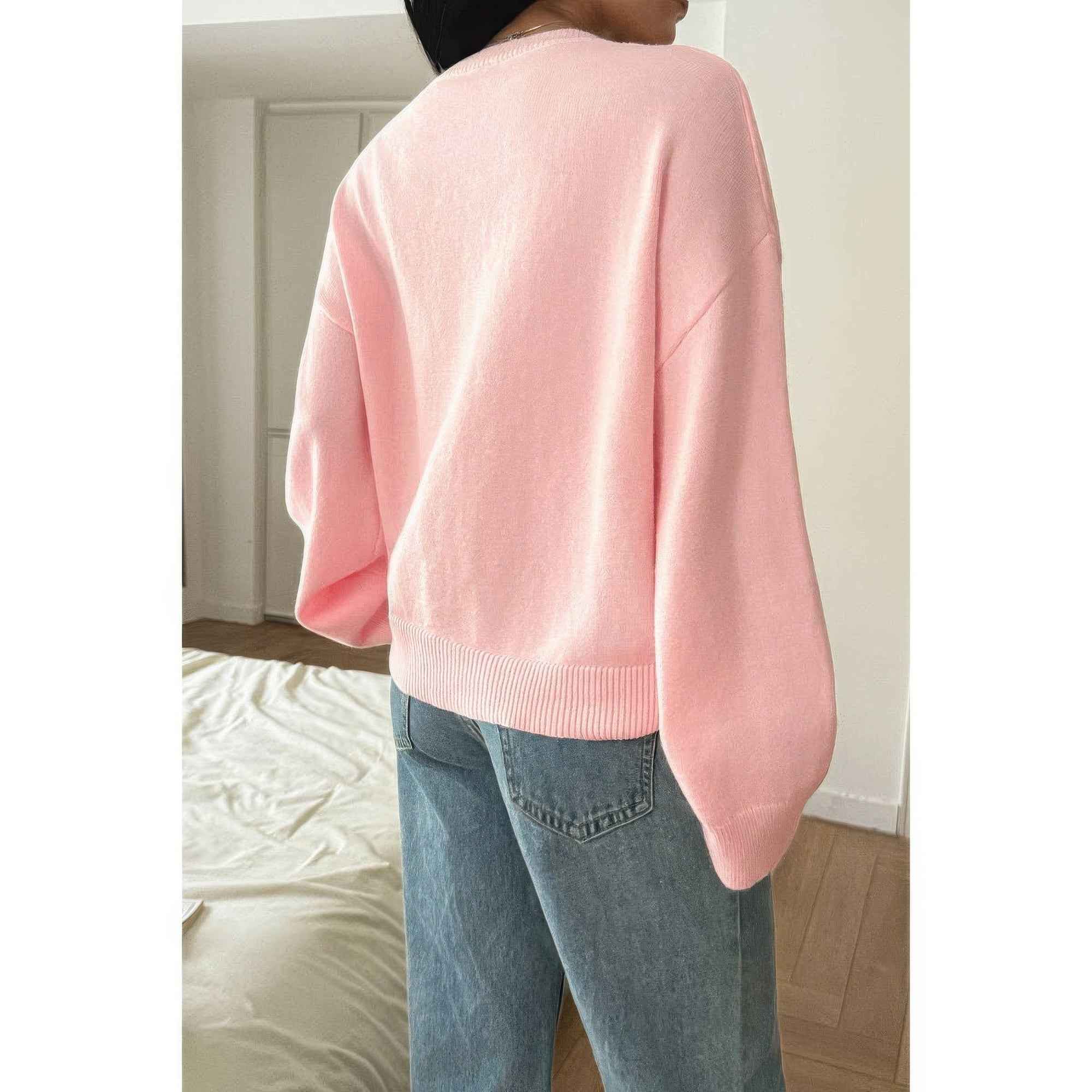 Solid Round Neck Knit Loose Sweater Solid Round Neck Knit Loose Sweater