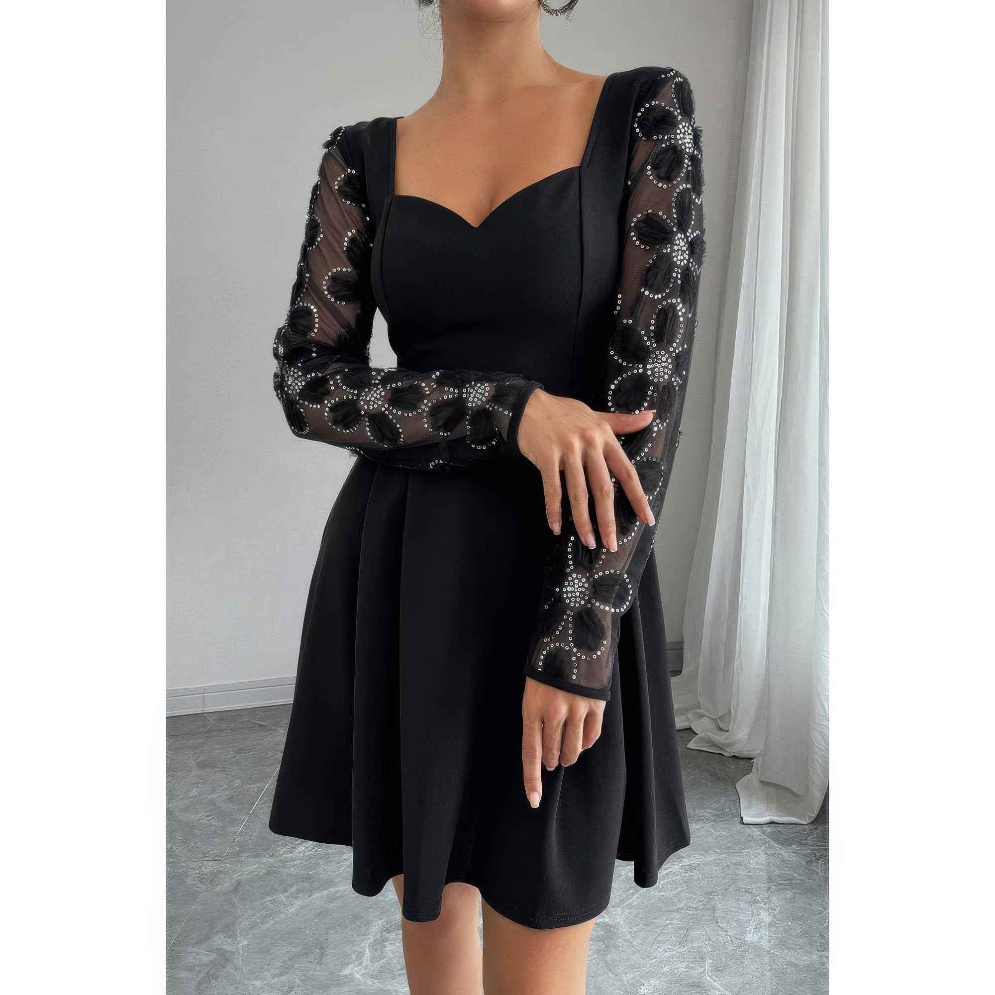 Plus Size Elegant Lace Panels Sequins Dress Plus Size Elegant Lace Panels Sequins Dress