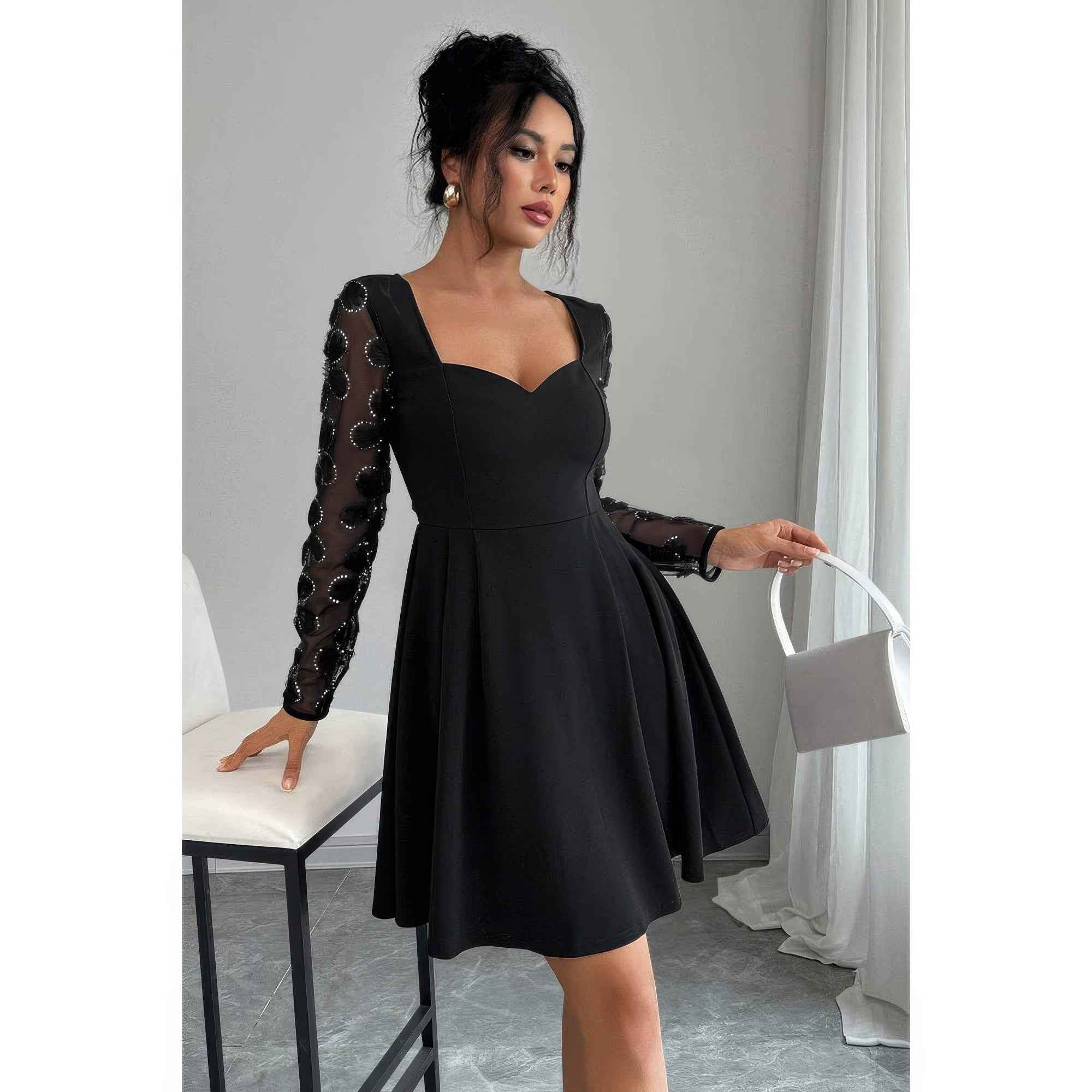 Plus Size Elegant Lace Panels Sequins Dress Plus Size Elegant Lace Panels Sequins Dress