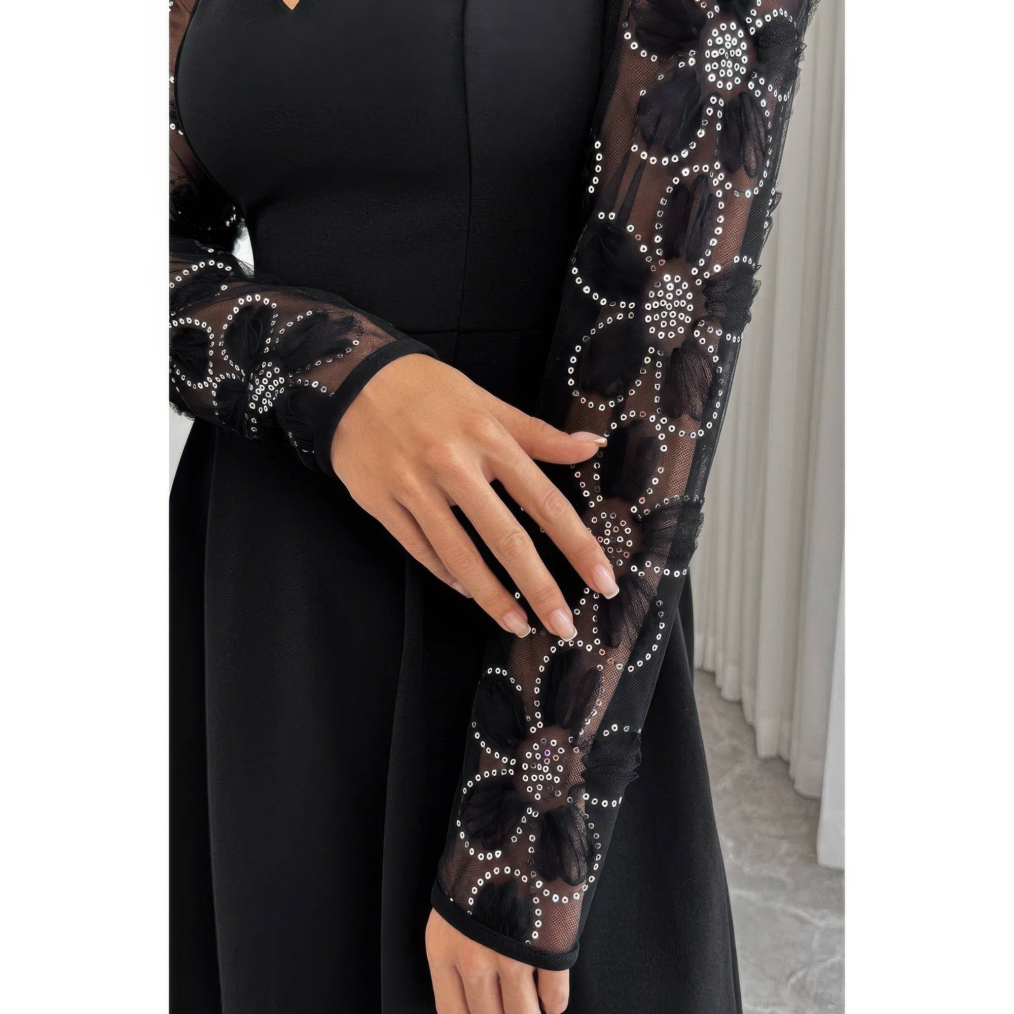 Plus Size Elegant Lace Panels Sequins Dress product image