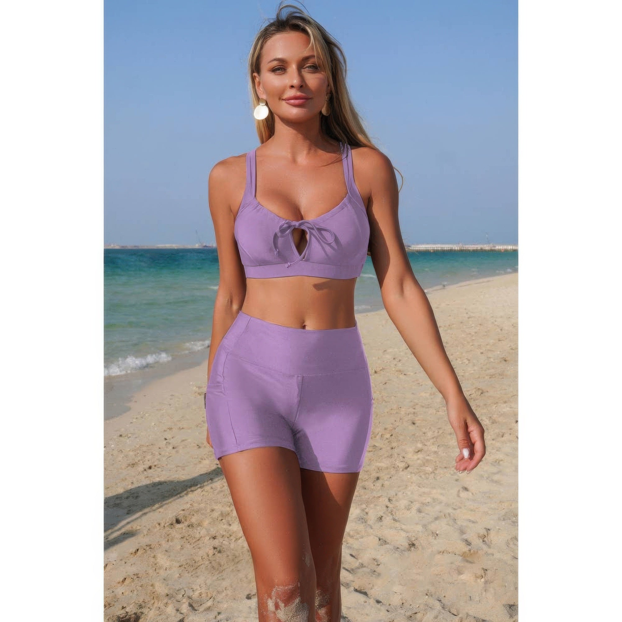 Two Piece Crisscross Tummy Control Side Tie Bikini product image
