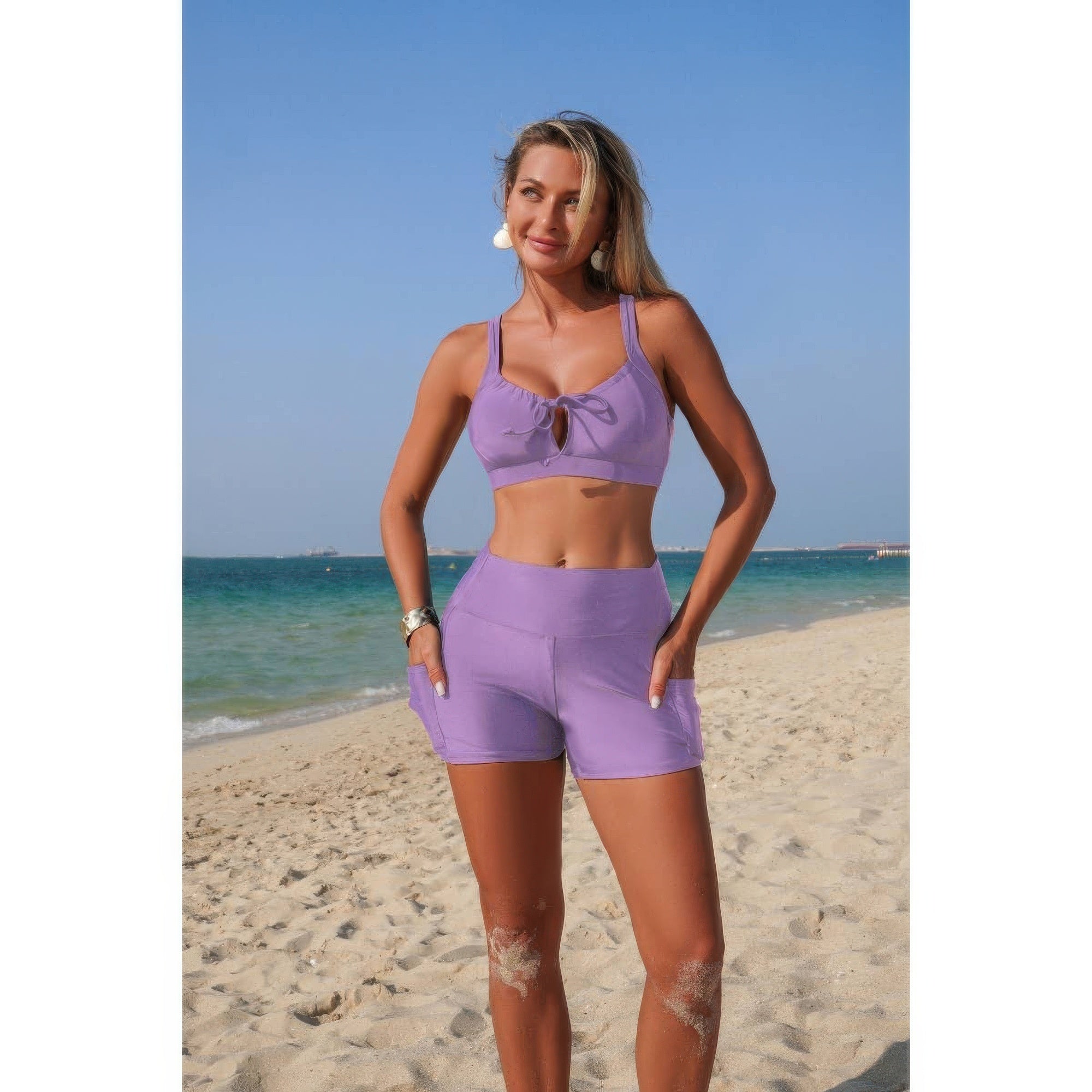 Two Piece Crisscross Tummy Control Side Tie Bikini product image