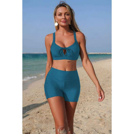 Two Piece Crisscross Tummy Control Side Tie Bikini