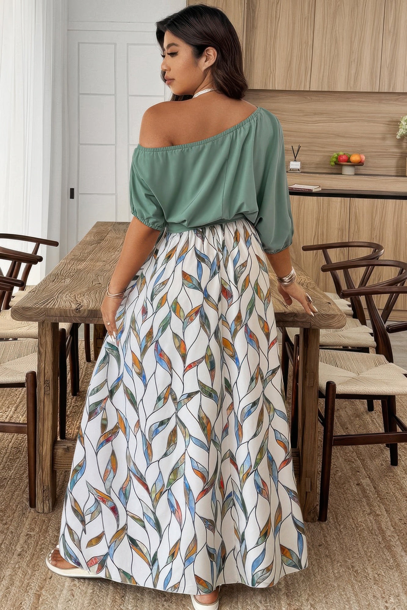 Plus Size Floral Twist Waist One Shoulder Dress product image