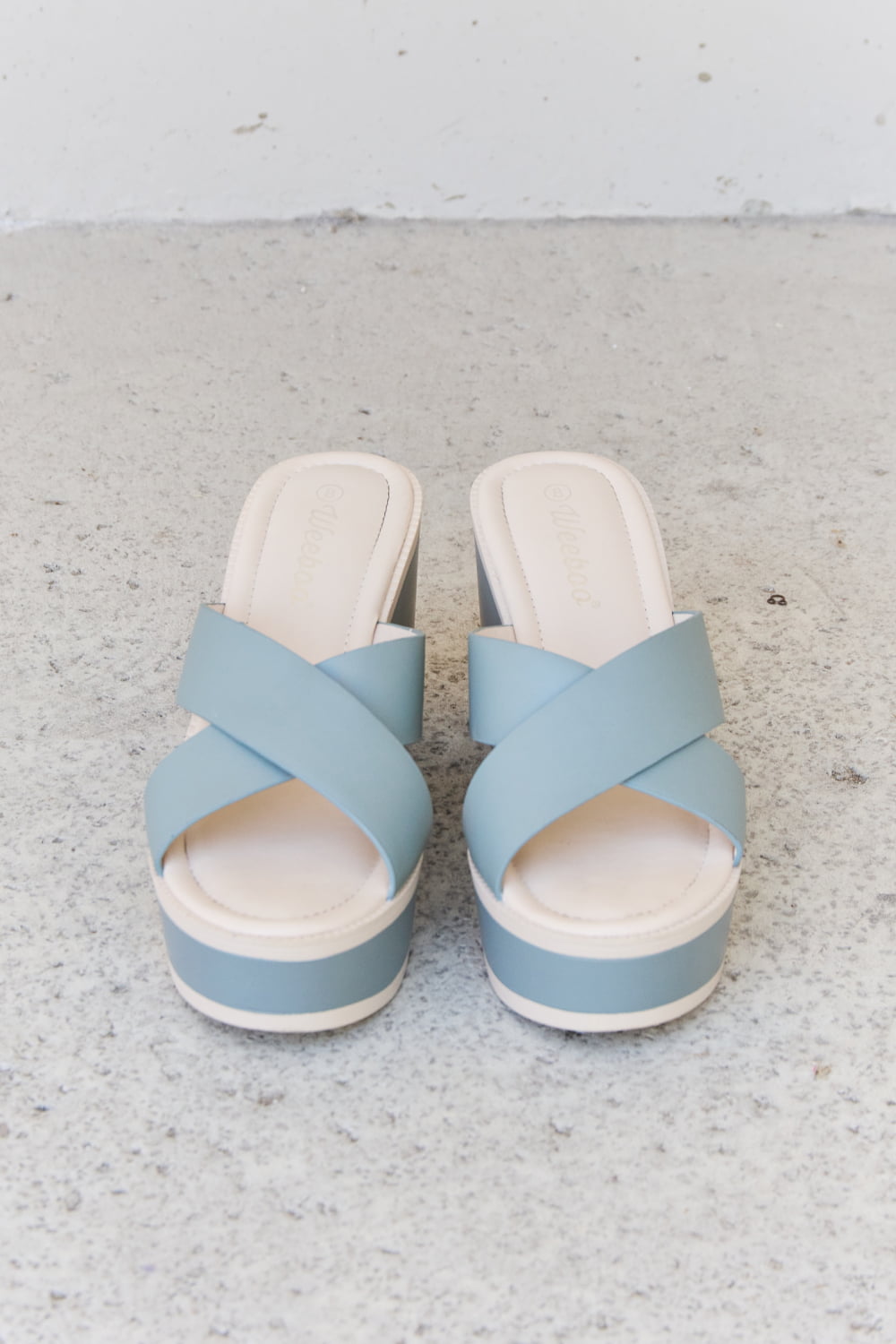 Weeboo Cherish The Moments Contrast Platform Sandals in Misty Blue Weeboo Cherish The Moments Contrast Platform Sandals in Misty Blue - TopFashionHQ