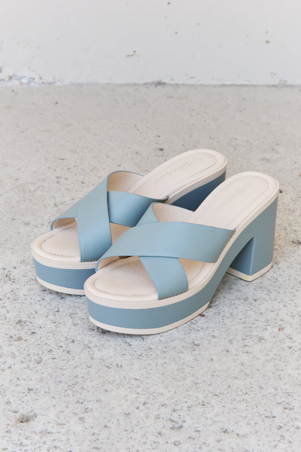 Weeboo Cherish The Moments Contrast Platform Sandals in Misty Blue Weeboo Cherish The Moments Contrast Platform Sandals in Misty Blue - TopFashionHQ