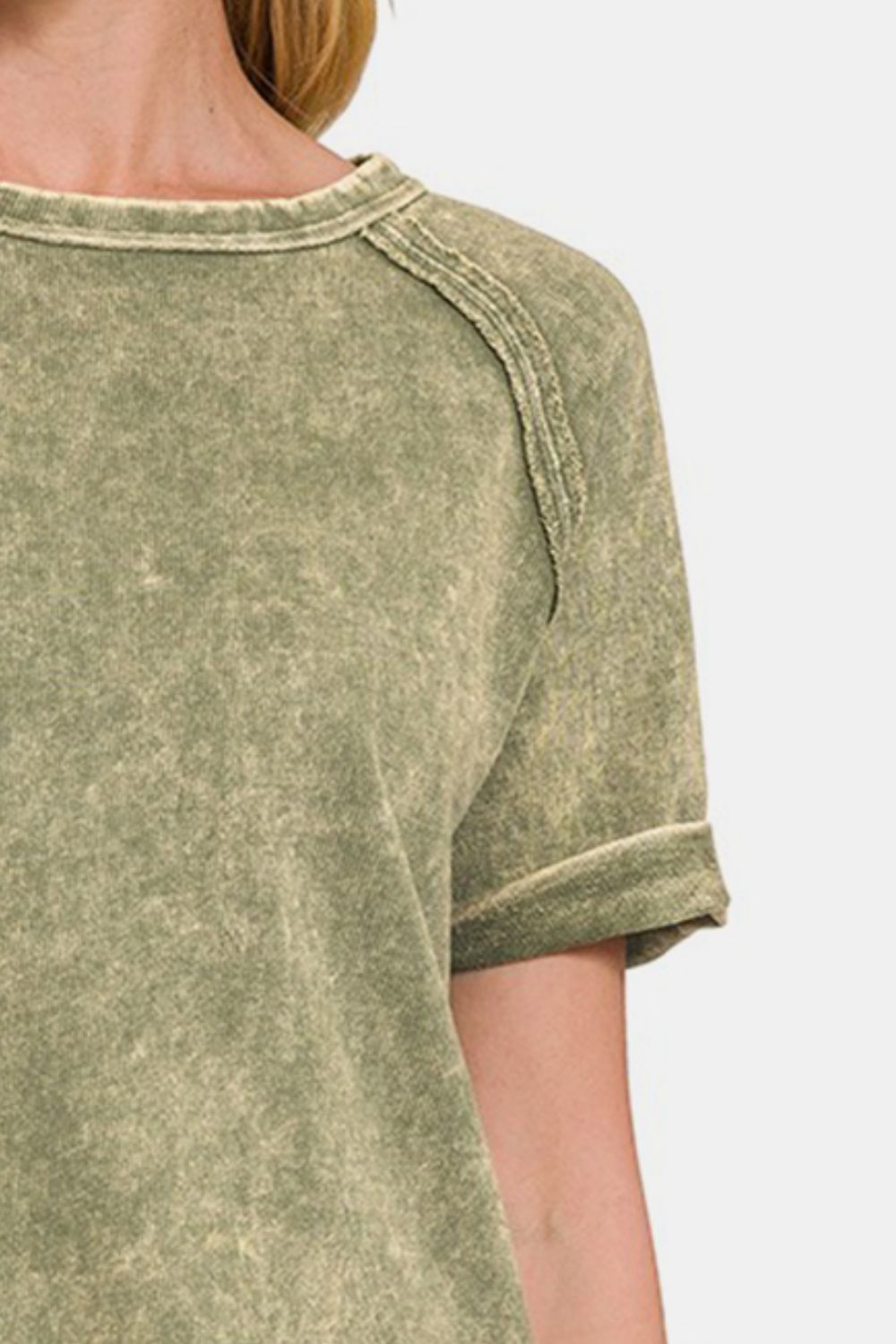 Zenana Heathered Round Neck Short Sleeve Blouse Zenana Heathered Round Neck Short Sleeve Blouse - TopFashionHQ