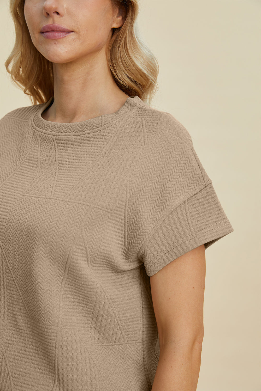 Double Take Full Size Texture Short Sleeve Top and Shorts Set Double Take Full Size Texture Short Sleeve Top and Shorts Set