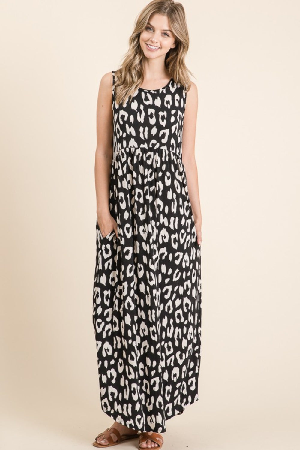 BOMBOM Leopard Maxi Dress with Pockets BOMBOM Leopard Maxi Dress with Pockets - TopFashionHQ