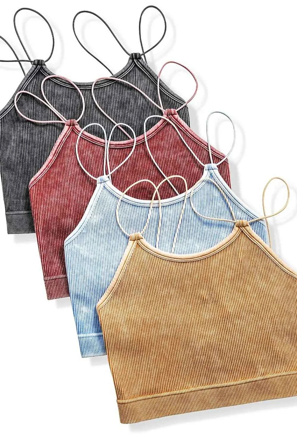 Zenana Washed Ribbed Seamless Double Strap Brami Zenana Washed Ribbed Seamless Double Strap Brami