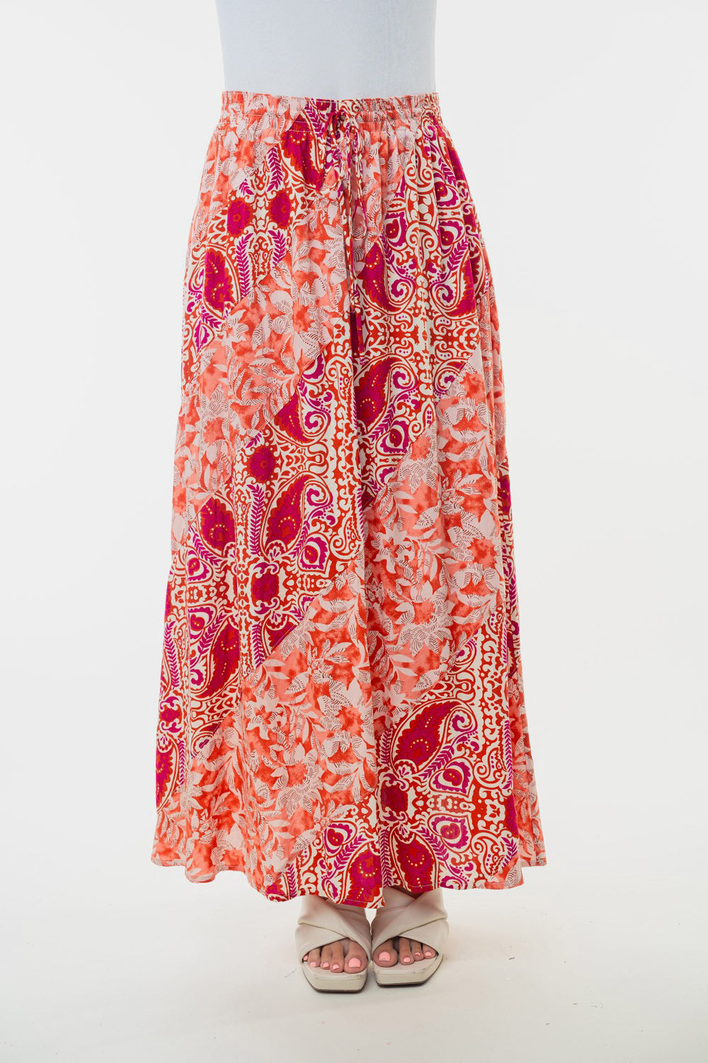 White Birch Full Size High Waisted Floral Woven Skirt White Birch Full Size High Waisted Floral Woven Skirt