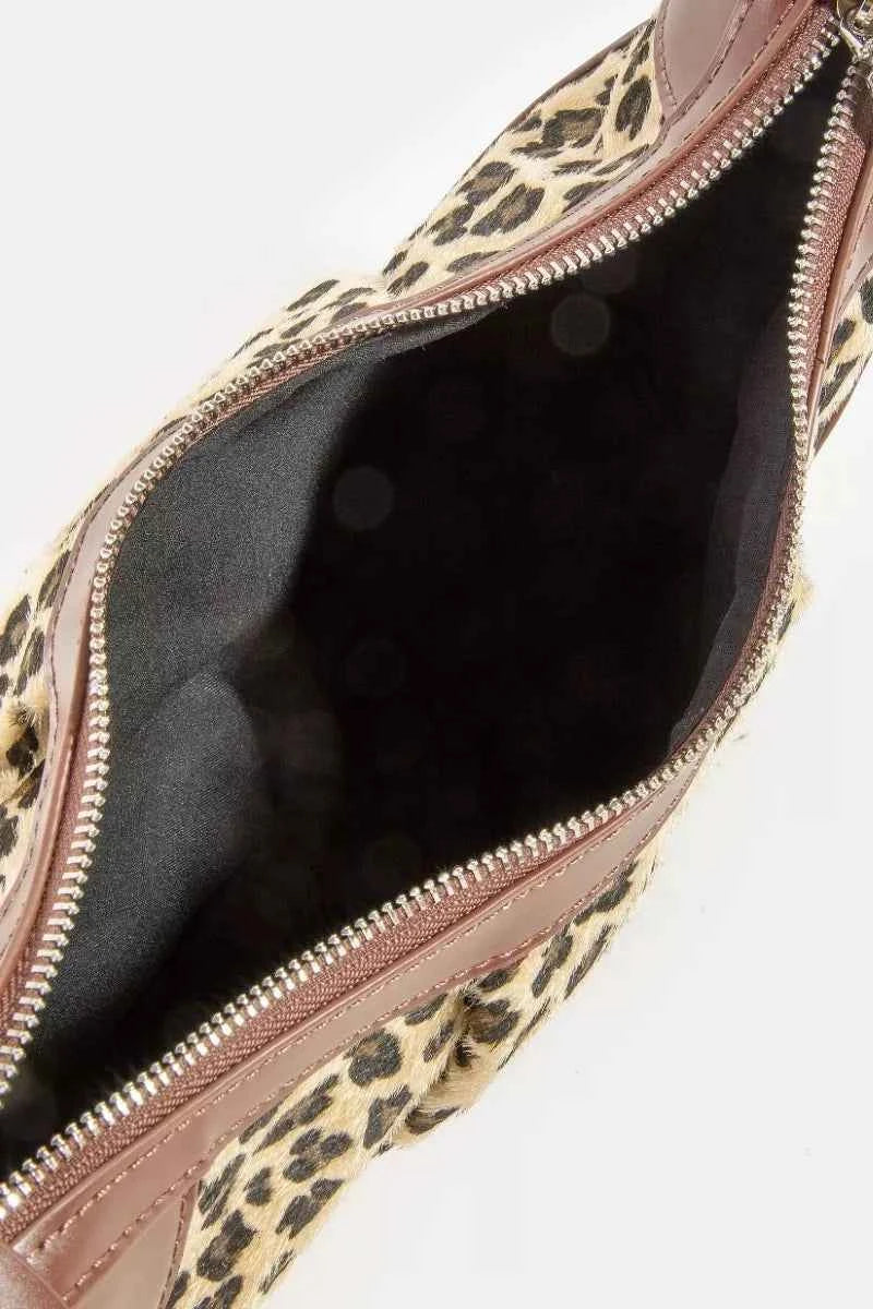 Fame Leopard Print Half Moon Shoulder Bag Fame Leopard Print Half Moon Shoulder Bag