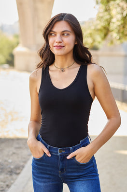 Zenana Racerback Tank Bodysuit - TopFashionHQ