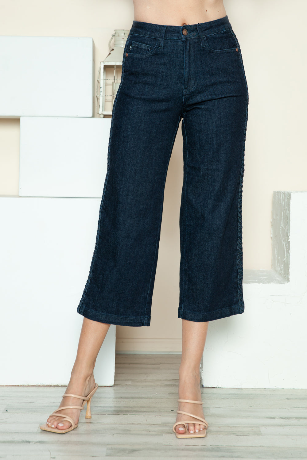 Judy Blue Full Size Side Seam Braid Detail Crop Wide Leg Jeans Judy Blue Full Size Side Seam Braid Detail Crop Wide Leg Jeans