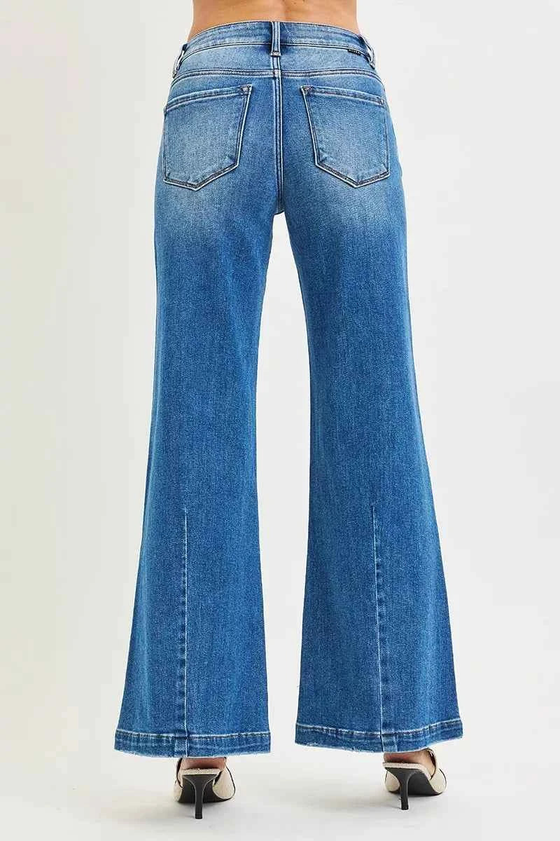 RISEN Full Size Mid Rise Wide Leg Jeans with Flared Look Plus Size RISEN Full Size Mid Rise Wide Leg Jeans with Flared Look Plus Size