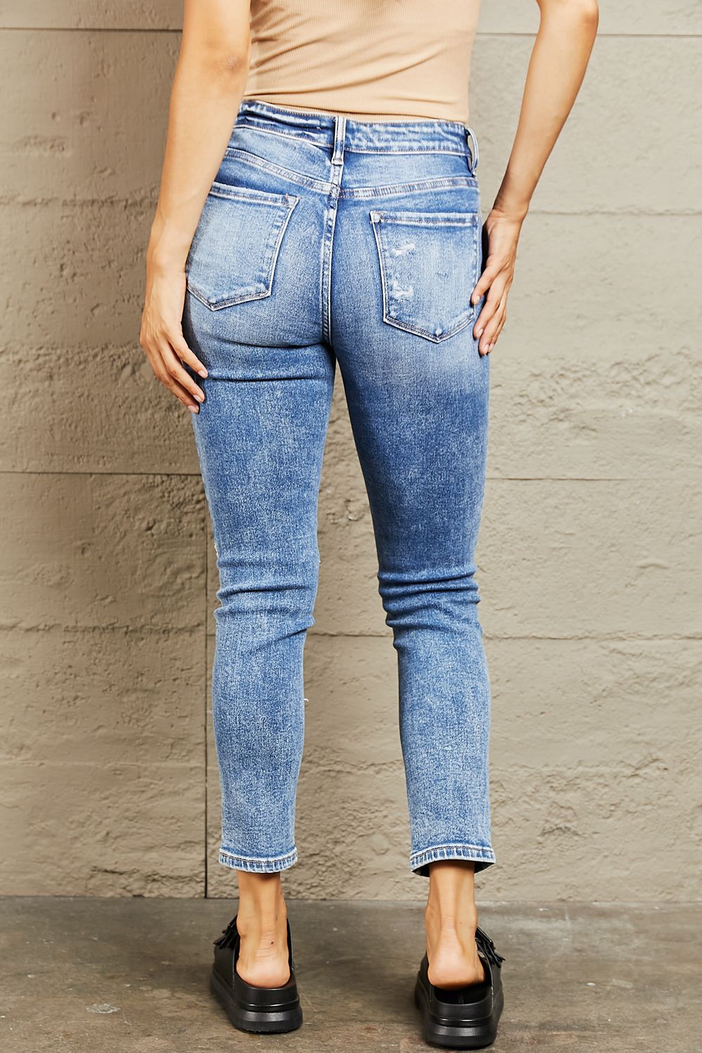 BAYEAS Mid Rise Distressed Skinny Jeans BAYEAS Mid Rise Distressed Skinny Jeans - TopFashionHQ