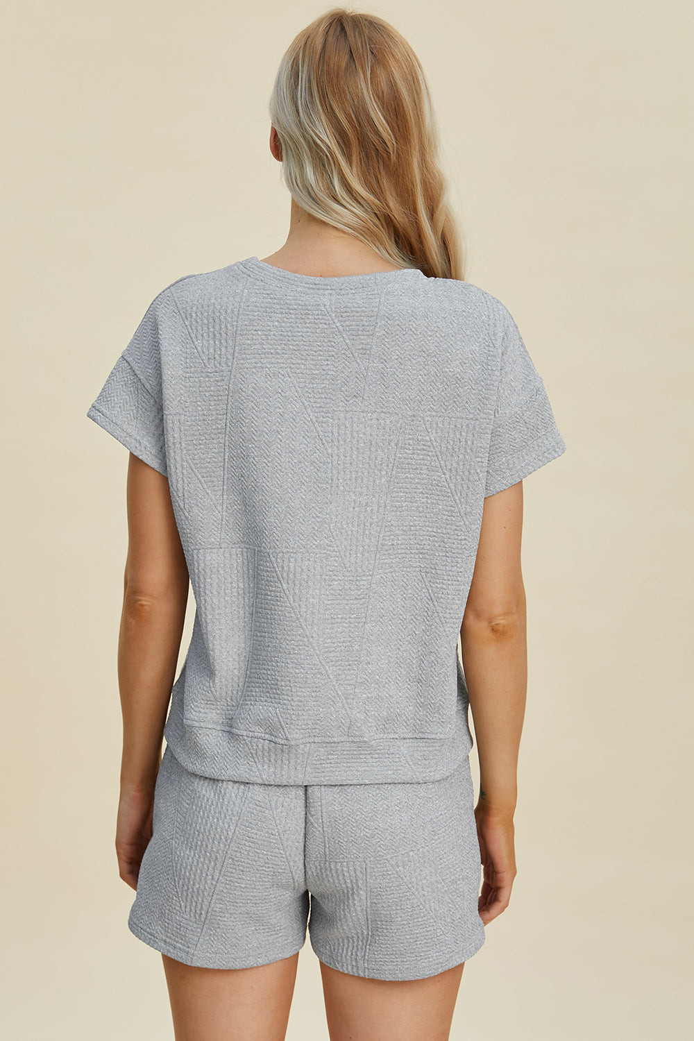 Double Take Full Size Texture Short Sleeve Top and Shorts Set Double Take Full Size Texture Short Sleeve Top and Shorts Set