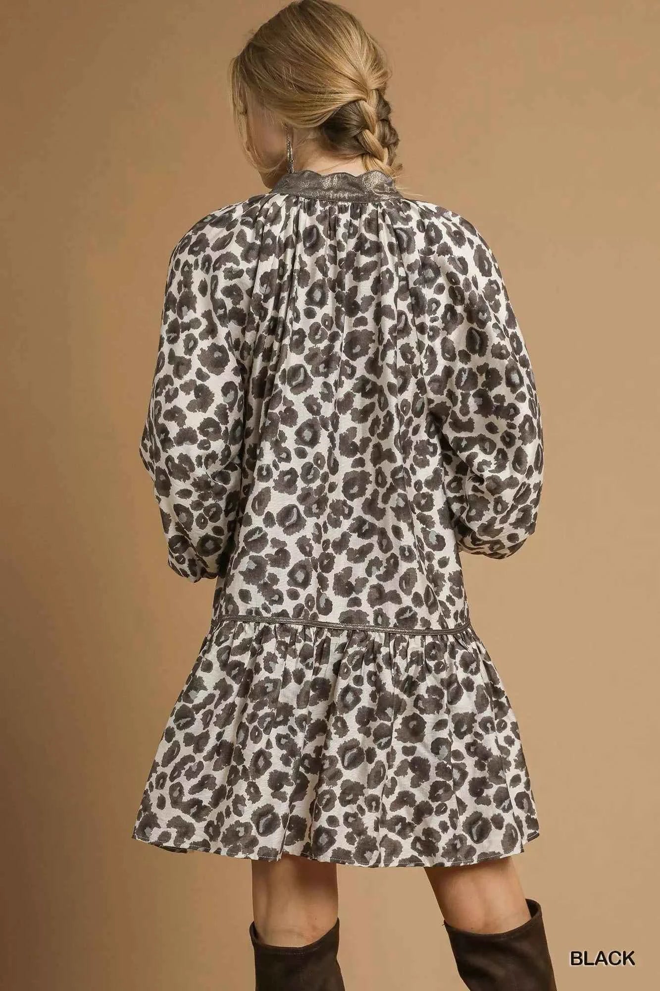 Umgee Leopard Print Tiered Mini Dress Umgee Leopard Print Tiered Mini Dress