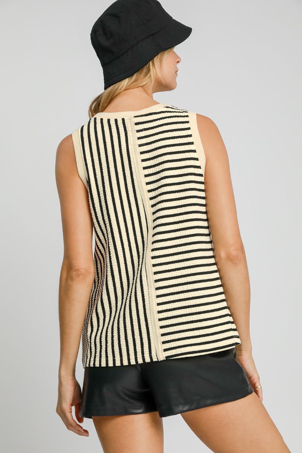 Umgee Round Neck Texture Striped Tank Umgee Round Neck Texture Striped Tank - TopFashionHQ