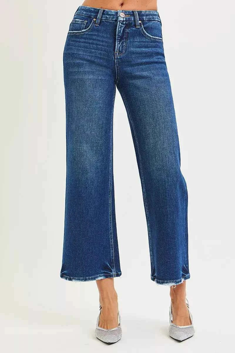 RISEN Tummy Control 4 Way Stretch High Rise Crop Wide Leg Jeans RISEN Tummy Control 4 Way Stretch High Rise Crop Wide Leg Jeans