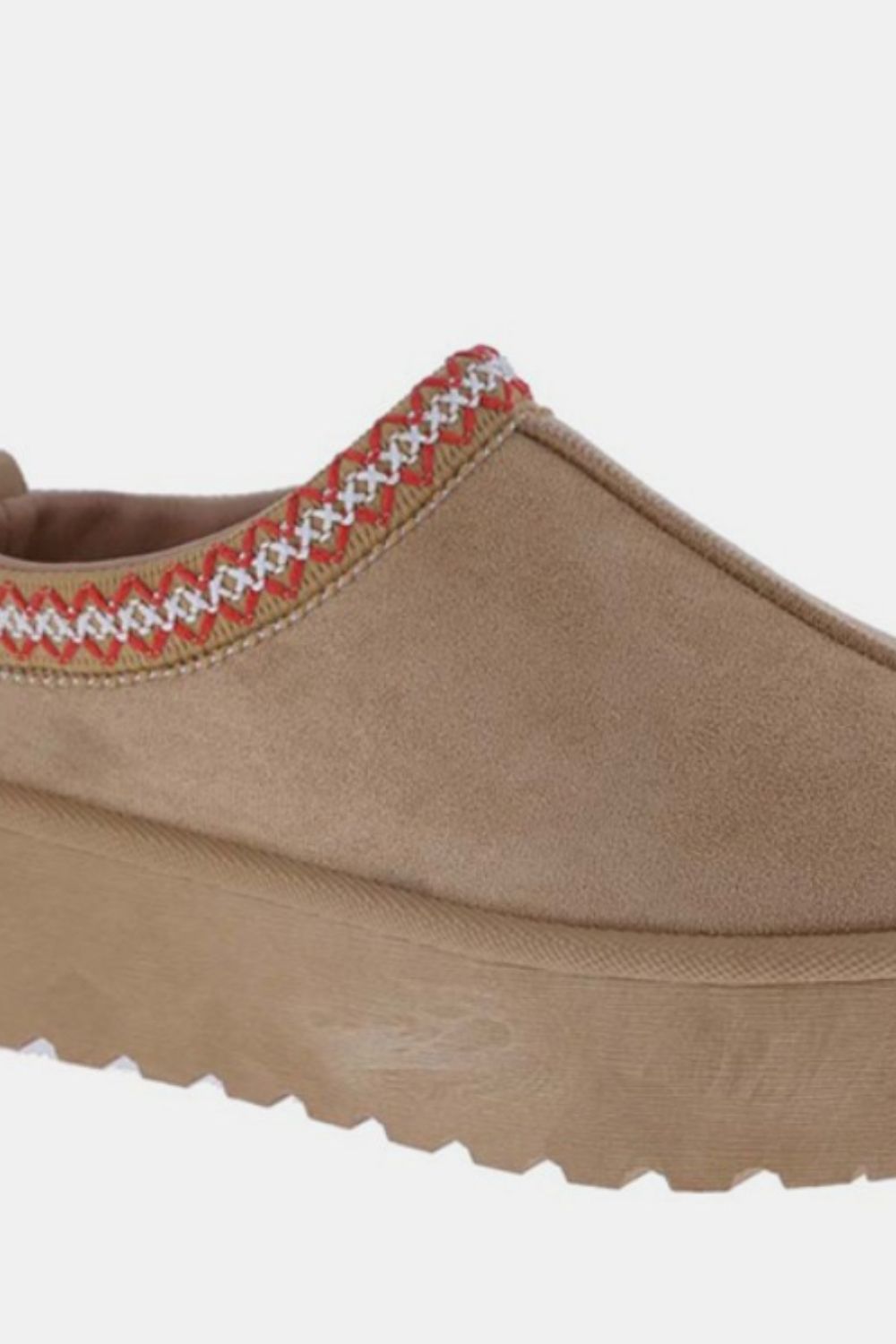 Weeboo Platform Embroidered Trim Slip-On Boots Weeboo Platform Embroidered Trim Slip-On Boots