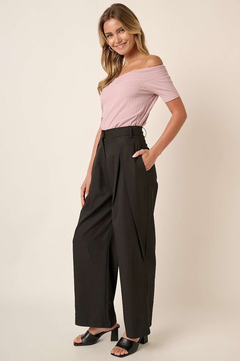 Mittoshop Deep Pleated High Waisted Wide Leg Pants Mittoshop Deep Pleated High Waisted Wide Leg Pants
