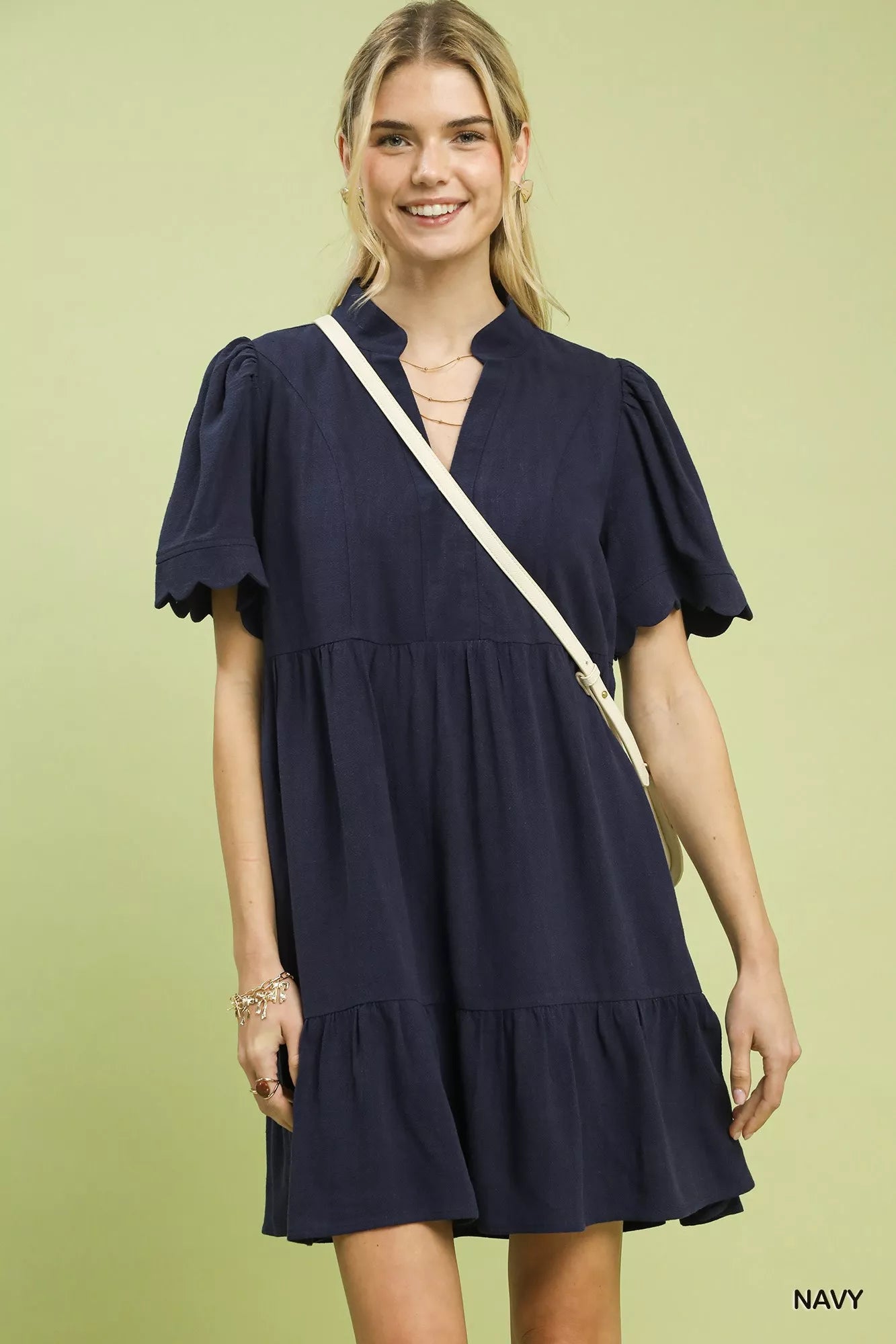 Umgee Linen Tiered Babydoll Dress with Scalloped Sleeves a2e6b5f2-1211-46cb-a6a1-f9216a3c84f6-Max-Origin