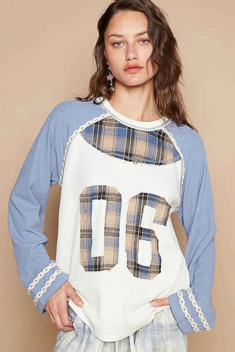 POL Plaid Number 06 Raglan Sleeve T-Shirt POL Plaid Number 06 Raglan Sleeve T-Shirt
