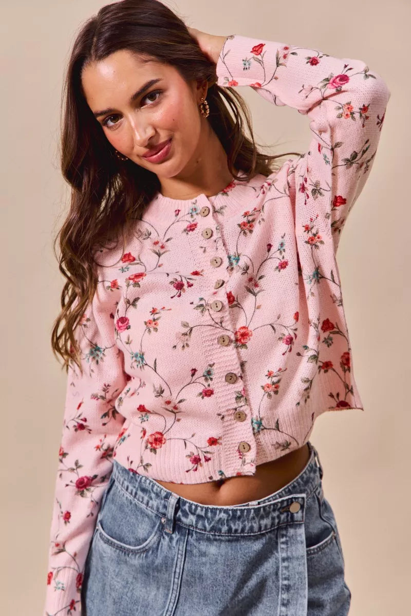 SO ME Floral Print Button Front Sweater Cardigan Top a32c79ef61e84e7cb419c6f565084866-Max-Origin