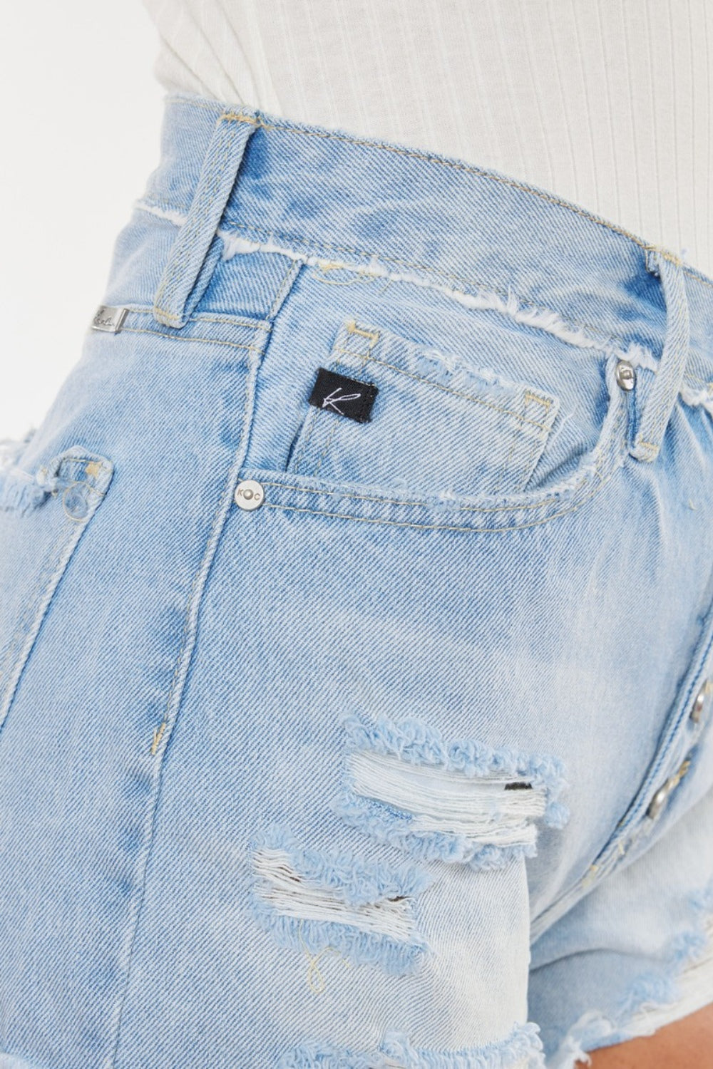 Kancan Distressed Button Fly Denim Shorts Kancan Distressed Button Fly Denim Shorts - TopFashionHQ