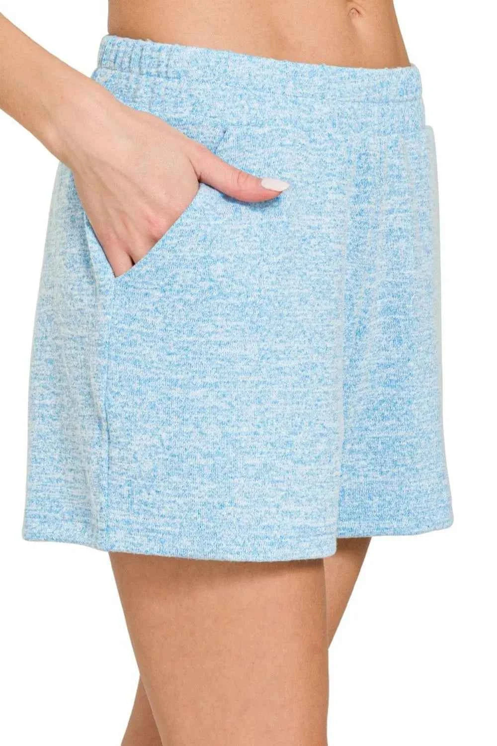 Zenana Soft Melange Hacci Elastic Waist Band Shorts Zenana Soft Melange Hacci Elastic Waist Band Shorts