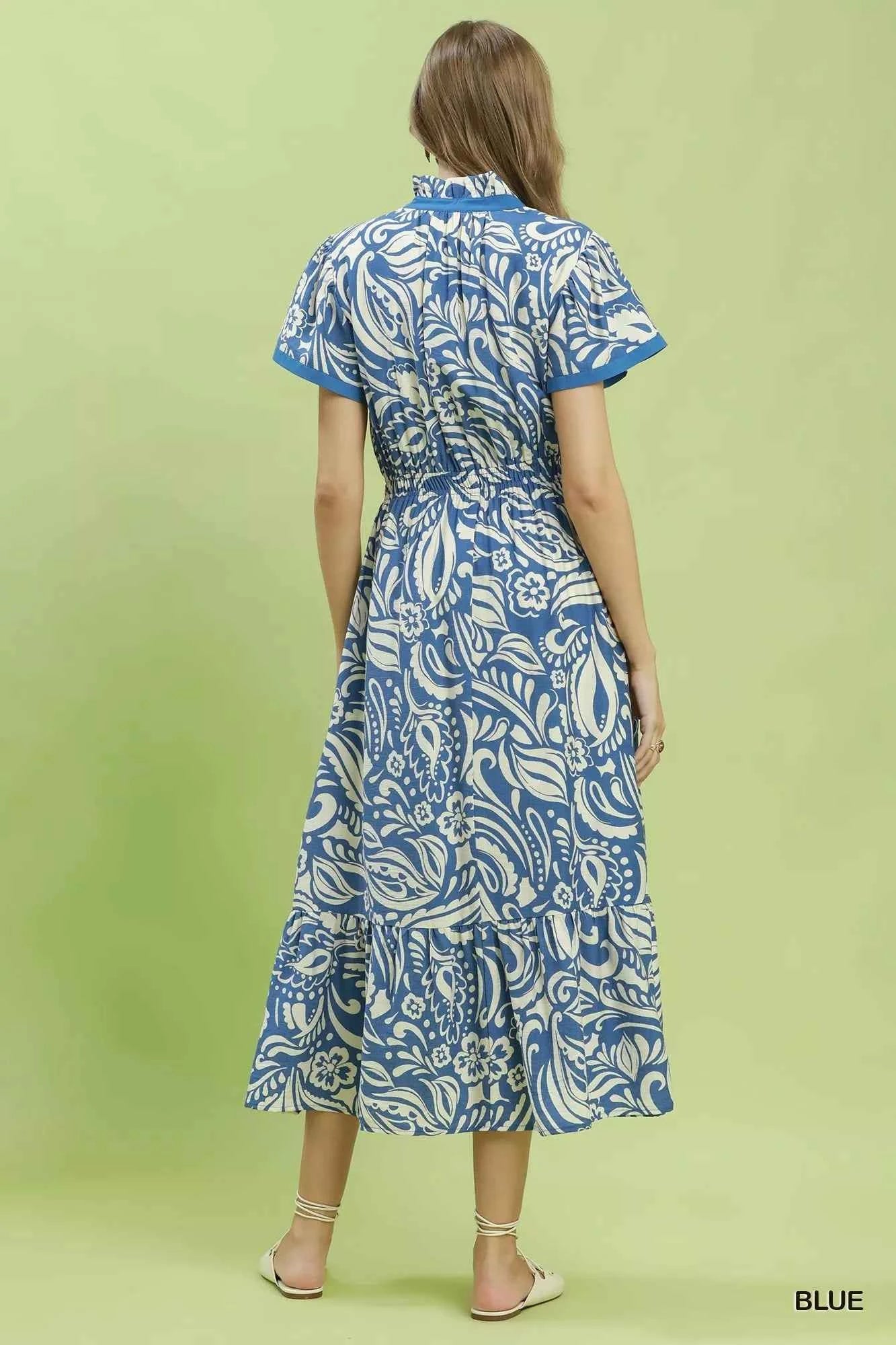 Umgee Paisley Print Midi Dress with Side Pockets Umgee Paisley Print Midi Dress with Side Pockets