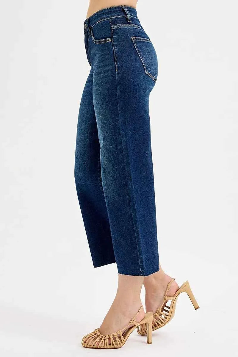 RISEN Full Size Tummy Control High Rise Crop Wide Jeans Plus Size RISEN Full Size Tummy Control High Rise Crop Wide Jeans Plus Size