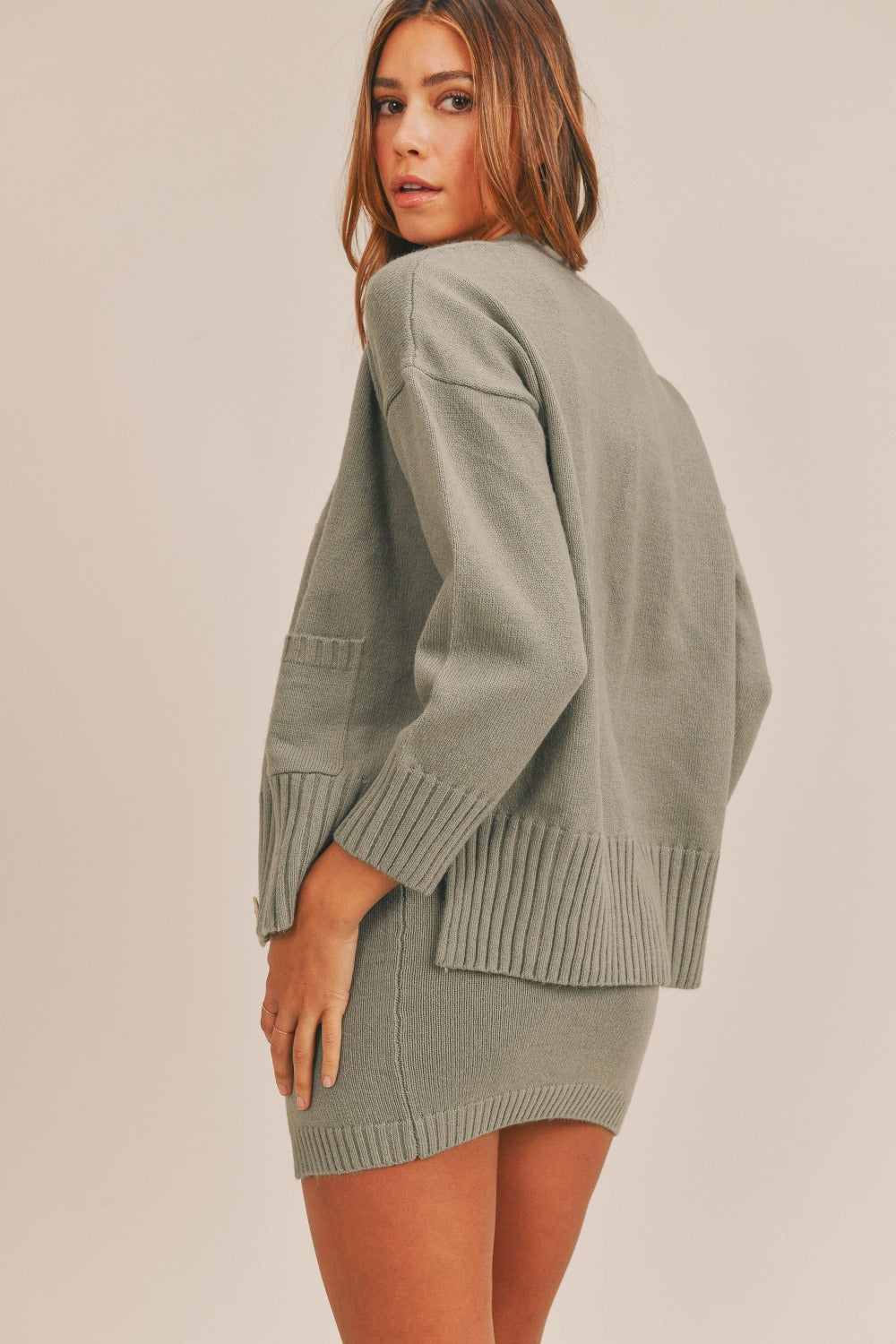 MABLE 3 Pieces Sweater Set with Crop Cami, Mini Skirt, Cardigan MABLE 3 Pieces Sweater Set with Crop Cami, Mini Skirt, Cardigan
